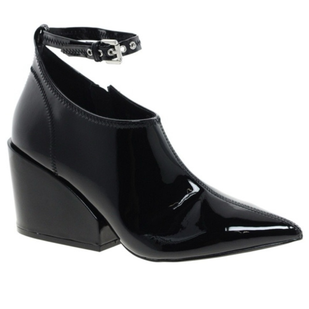 Cheap Monday Cube Black Patent Wedge Boots 9.5 - Picture 13 of 16